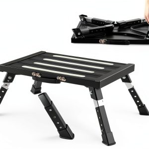 Souheilo RV STEP Aluminum Folding Step Stool, Black, RV STEP-0