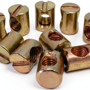 FixtureDisplays® 10PK M6 X 10mm Cross Hole Nuts Barrel Nuts Slotted Dowel Nuts Zinc, Carbon Steel Material, for Furniture Cots, Beds, Crib & Chairs 22105-NPF-0