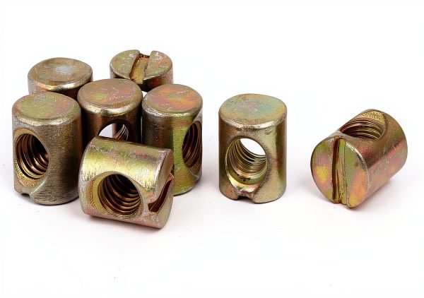 uxcell 6mm X 12mm Cross Dowel Slotted Metal Barrel Nuts 8PCS for Furniture Bed Chair-0