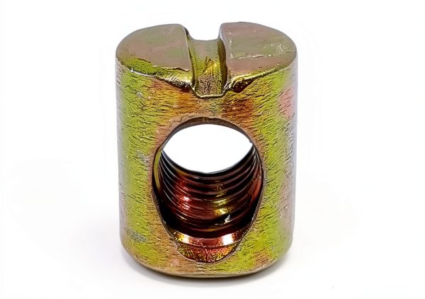 FixtureDisplays® 10PK M6 X 10mm Cross Hole Nuts Barrel Nuts Slotted Dowel Nuts Zinc, Carbon Steel Material, for Furniture Cots, Beds, Crib & Chairs 22105-NPF-4