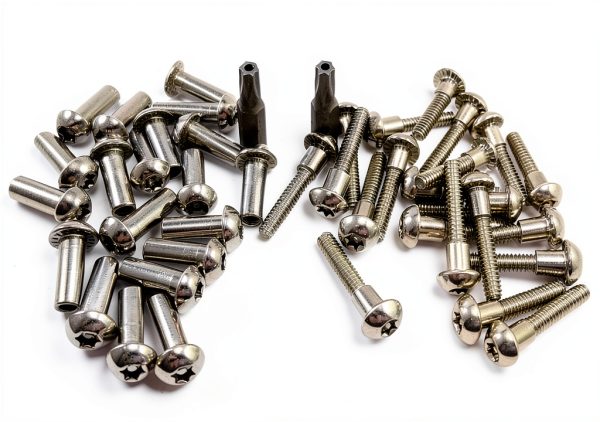 Harris Hardware 90204 Chrome Plated Torx T27 Security Fastener Pack for 1 inch Panels, 20 Sets of Shoulder Bolt & Barrel Nut with 2 T27 Bits-0