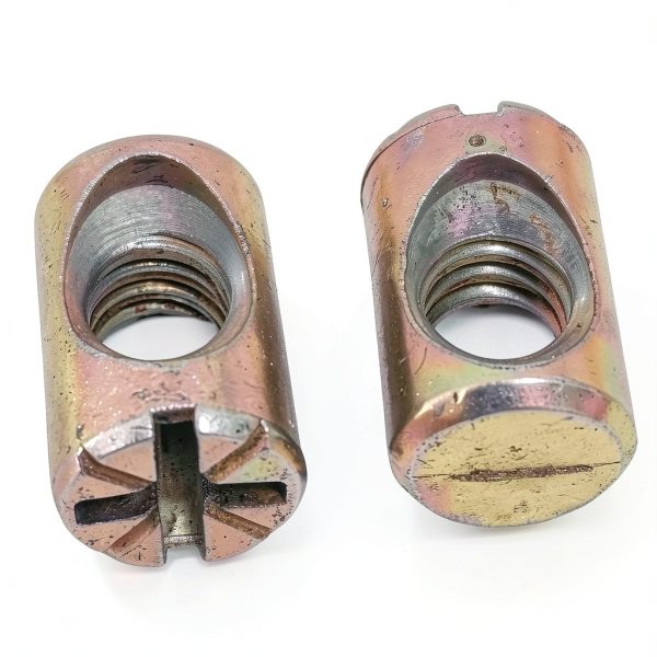 20 Pack 1/4''-20 12mm X 10mm Barrel Nuts Cross Dowels Off-Centered Hole for Furniture Color Zinc-1