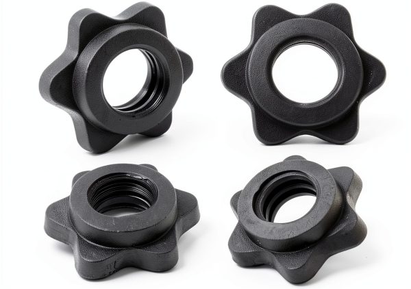 Dumbbell Rod Nut Non-Slip Hex Spinlock Collars 8pcs Black 2.5cm-2