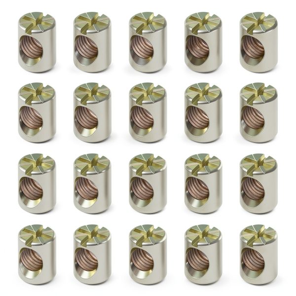 20 Pack 1/4''-20 12mm X 10mm Barrel Nuts Cross Dowels Off-Centered Hole for Furniture Color Zinc-0