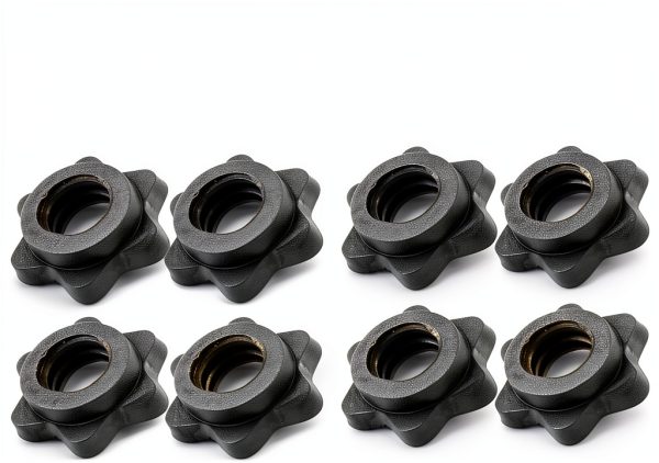 Dumbbell Rod Nut Non-Slip Hex Spinlock Collars 8pcs Black 2.5cm-0