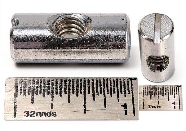 (12) Cross Dowels/Barrel Nuts - M6 P1.0 20mm X 10mm Zinc Center Hole CNC-4