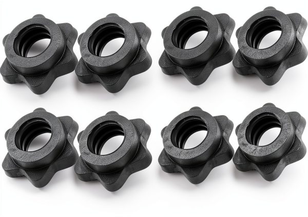 Dumbbell Rod Nut Non-Slip Hex Spinlock Collars 8pcs Black 2.5cm-1
