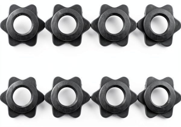 Dumbbell Rod Nut Non-Slip Hex Spinlock Collars 8pcs Black 2.5cm-4